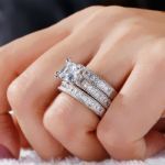 Bortwide 3PC Princess Cut Sterling Silver Ring Set