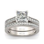 Bortwide Exquisite Princess Cut Sterling Silver Ring Set