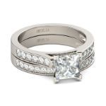 Bortwide Exquisite Princess Cut Sterling Silver Ring Set