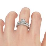 Bortwide Exquisite Princess Cut Sterling Silver Ring Set