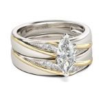 Bortwide Diagonal Marquise Cut Sterling Silver Ring Set