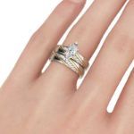 Bortwide Diagonal Marquise Cut Sterling Silver Ring Set