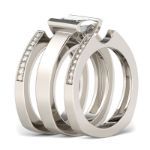 Bortwide 3PC Stackable Radiant Cut Sterling Silver Ring Set