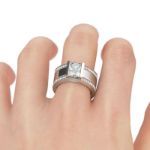 Bortwide 3PC Stackable Radiant Cut Sterling Silver Ring Set