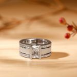 Bortwide 3PC Stackable Radiant Cut Sterling Silver Ring Set