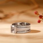 Bortwide 3PC Stackable Radiant Cut Sterling Silver Ring Set