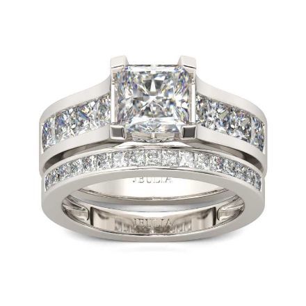 Bortwide Classic Princess Cut Sterling Silver Ring Set