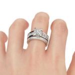 Bortwide Classic Princess Cut Sterling Silver Ring Set