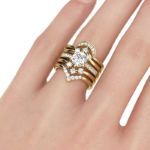 Bortwide Yellow Gold Tone 5PC Round Cut Sterling Silver Ring Set