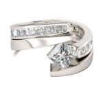 Bortwide Bypass Princess Cut Sterling Silver Ring Set