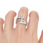 Bortwide Bypass Princess Cut Sterling Silver Ring Set