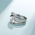 Bortwide Bypass Princess Cut Sterling Silver Ring Set