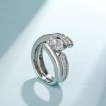 Bortwide Bypass Princess Cut Sterling Silver Ring Set