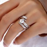 Bortwide Bypass Princess Cut Sterling Silver Ring Set