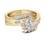 Bortwide Gold Tone Marquise Cut Sterling Silver Ring Set