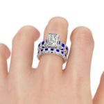 Bortwide Art Deco Radiant Cut Sterling Silver Ring Set