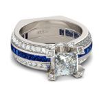 Bortwide Interchangeable Princess Cut Sterling Silver  Ring Set