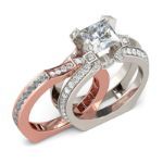 Bortwide Interchangeable Princess Cut Sterling Silver  Ring Set