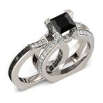 Bortwide Interchangeable Princess Cut Sterling Silver  Ring Set