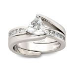 Bortwide Bypass Trillion Cut Sterling Silver Ring Set