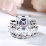 Bortwide 4PC Asscher Cut Sterling Silver Ring Set