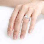 Bortwide Halo Pear Cut Sterling Silver Eternity Ring Set