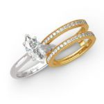 Bortwide Two Tone Marquise Cut Sterling Silver Enhancer Ring Set