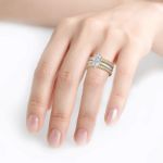 Bortwide Two Tone Marquise Cut Sterling Silver Enhancer Ring Set