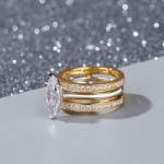 Bortwide Two Tone Marquise Cut Sterling Silver Enhancer Ring Set