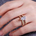 Bortwide Two Tone Marquise Cut Sterling Silver Enhancer Ring Set