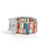 Bortwide "Blazing with Color" Radiant Cut Sterling Silver Ring Set