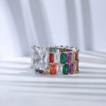 Bortwide "Blazing with Color" Radiant Cut Sterling Silver Ring Set