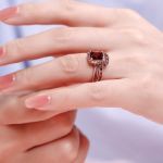 Bortwide "Delicious Coffee" Halo Emerald Cut Sterling Silver Ring Set