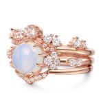 Bortwide "Ethereal Beauty" Three Piece Moonstone Sterling Silver Ring Set