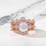 Bortwide "Ethereal Beauty" Three Piece Moonstone Sterling Silver Ring Set