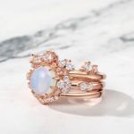 Bortwide "Ethereal Beauty" Three Piece Moonstone Sterling Silver Ring Set