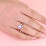 Bortwide "Ethereal Beauty" Three Piece Moonstone Sterling Silver Ring Set