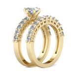 Bortwide Classic Gold Tone Round Cut Sterling Silver Ring Set