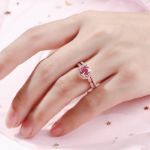 Bortwide Halo Milgrain Round Cut Synthetic Morganite Sterling Silver Ring Set