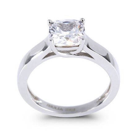 Bortwide Cushion Cut Sterling Silver Ring