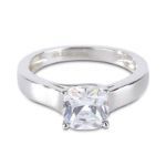 Bortwide Cushion Cut Sterling Silver Ring