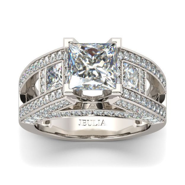 Bortwide Cathedral Princess Cut Sterling Silver Women's Ring
