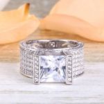 Bortwide Wide Princess Cut Sterling Silver Ring