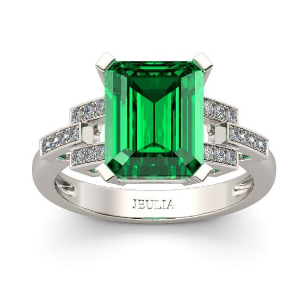 Bortwide Art Deco Emerald Cut Sterling Silver Ring