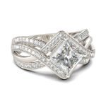 Bortwide Interwoven Princess Cut Sterling Silver Ring