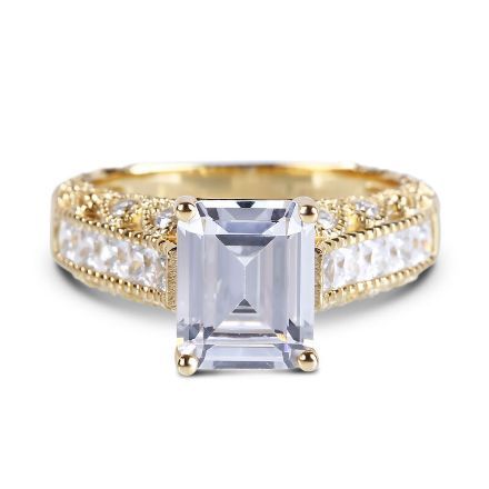 Bortwide Gold Tone Emerald Cut Sterling Silver Ring