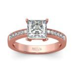 Bortwide Rose Gold Tone Princess Cut Sterling Silver Ring