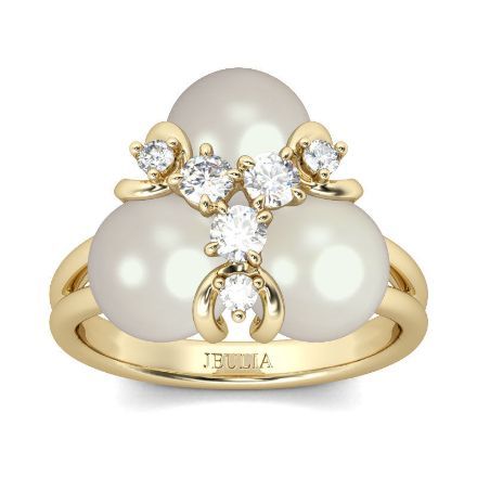 Bortwide Gold Tone Faux Pearl Sterling Silver Ring