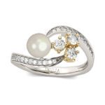 Bortwide Bypass Faux Pearl Sterling Silver Ring