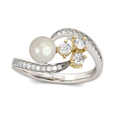 Bortwide Bypass Faux Pearl Sterling Silver Ring